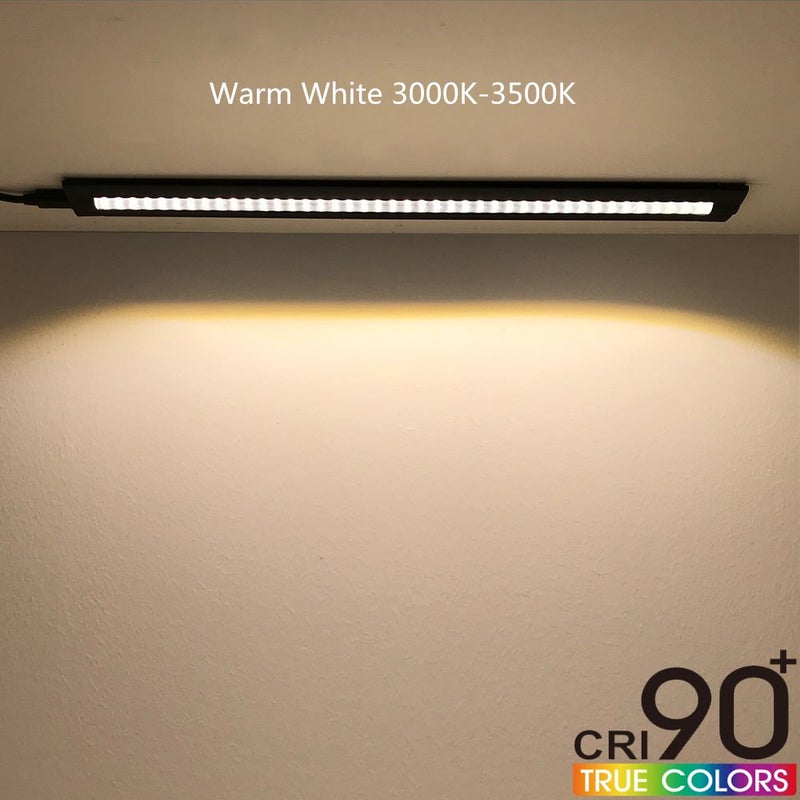 inShareplus LED Under Cabinet Lighting, 13 inch Dimmable, Warm White 3500K, CRI90+, 450Lumens, DC 12V Ultra Thin Under Counter Kitchen Lighting for Kitchen, Shelf, Cupboard, Black, 3 Pack - Image 2